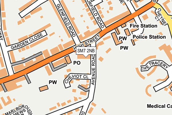 SM7 2NB map - OS OpenMap – Local (Ordnance Survey) SM7 2NB map - OS OpenMap – Local (Ordnance Survey)