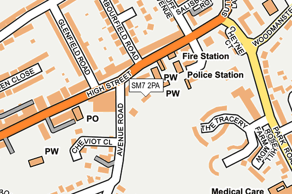 SM7 2PA map - OS OpenMap – Local (Ordnance Survey) SM7 2PA map - OS OpenMap – Local (Ordnance Survey)