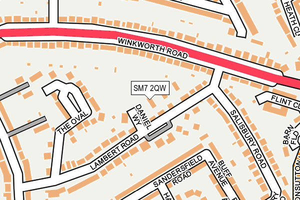 SM7 2QW map - OS OpenMap – Local (Ordnance Survey)