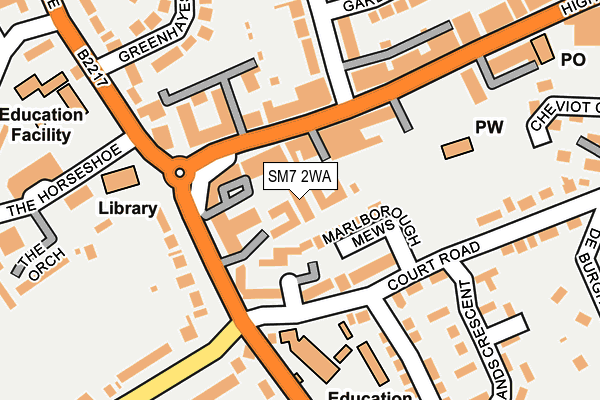 SM7 2WA map - OS OpenMap – Local (Ordnance Survey) SM7 2WA map - OS OpenMap – Local (Ordnance Survey)