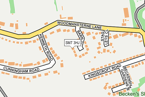 SM7 3HJ map - OS OpenMap – Local (Ordnance Survey) SM7 3HJ map - OS OpenMap – Local (Ordnance Survey)