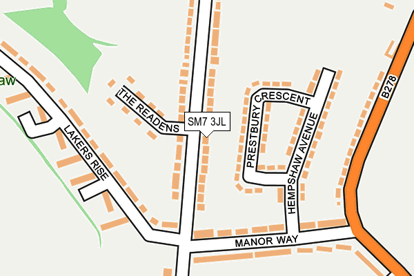 SM7 3JL map - OS OpenMap – Local (Ordnance Survey) SM7 3JL map - OS OpenMap – Local (Ordnance Survey)