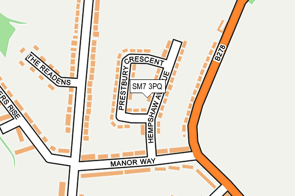 SM7 3PQ map - OS OpenMap – Local (Ordnance Survey) SM7 3PQ map - OS OpenMap – Local (Ordnance Survey)