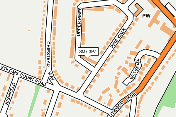 SM7 3PZ map - OS OpenMap – Local (Ordnance Survey) SM7 3PZ map - OS OpenMap – Local (Ordnance Survey)