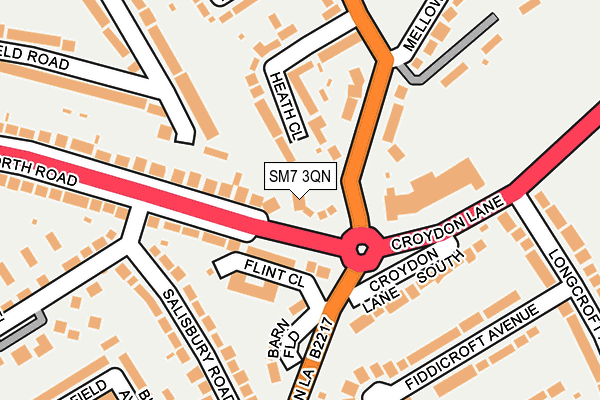 SM7 3QN map - OS OpenMap – Local (Ordnance Survey) SM7 3QN map - OS OpenMap – Local (Ordnance Survey)