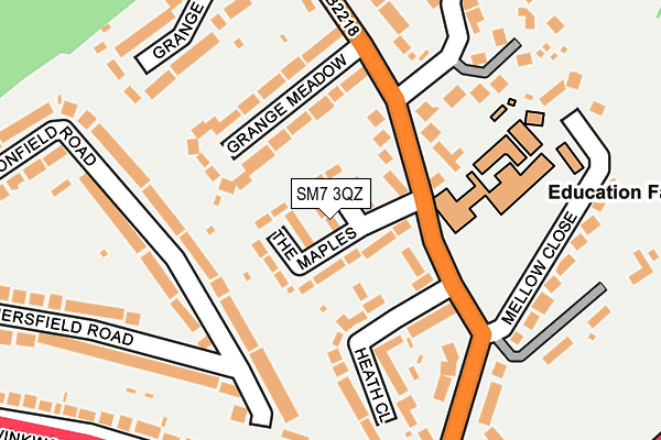 SM7 3QZ map - OS OpenMap – Local (Ordnance Survey) SM7 3QZ map - OS OpenMap – Local (Ordnance Survey)