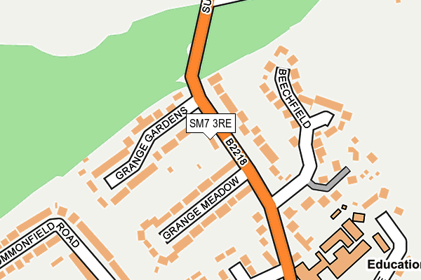 SM7 3RE map - OS OpenMap – Local (Ordnance Survey) SM7 3RE map - OS OpenMap – Local (Ordnance Survey)