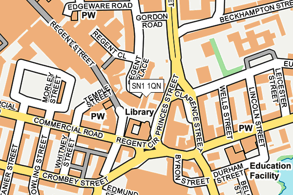 SN1 1QN map - OS OpenMap – Local (Ordnance Survey) SN1 1QN map - OS OpenMap – Local (Ordnance Survey)