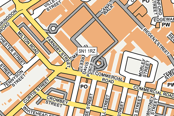 SN1 1RZ map - OS OpenMap – Local (Ordnance Survey) SN1 1RZ map - OS OpenMap – Local (Ordnance Survey)