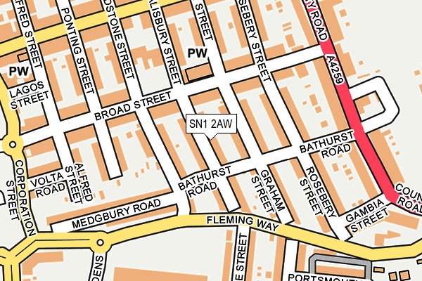 SN1 2AW map - OS OpenMap – Local (Ordnance Survey) SN1 2AW map - OS OpenMap – Local (Ordnance Survey)
