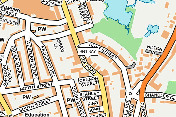 SN1 3AY map - OS OpenMap – Local (Ordnance Survey)