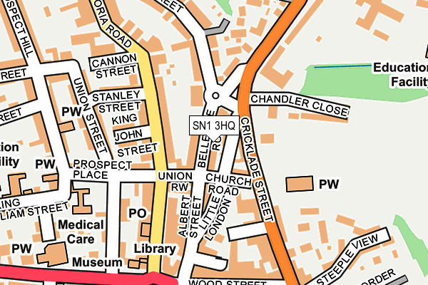 SN1 3HQ map - OS OpenMap – Local (Ordnance Survey) SN1 3HQ map - OS OpenMap – Local (Ordnance Survey)