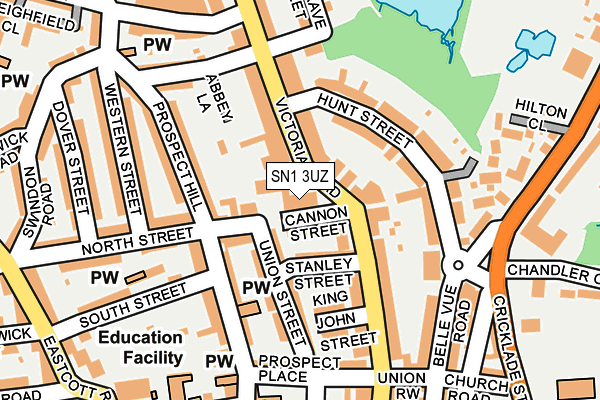 SN1 3UZ map - OS OpenMap – Local (Ordnance Survey) SN1 3UZ map - OS OpenMap – Local (Ordnance Survey)