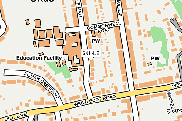 SN1 4JE map - OS OpenMap – Local (Ordnance Survey) SN1 4JE map - OS OpenMap – Local (Ordnance Survey)