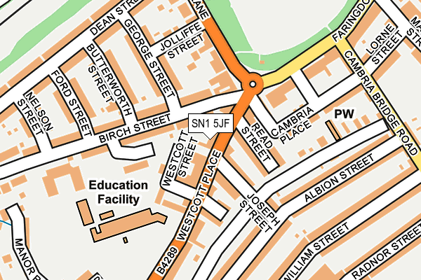 SN1 5JF map - OS OpenMap – Local (Ordnance Survey) SN1 5JF map - OS OpenMap – Local (Ordnance Survey)