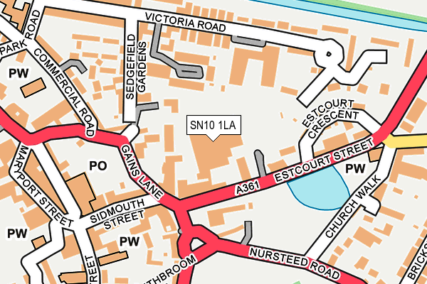 SN10 1LA map - OS OpenMap – Local (Ordnance Survey) SN10 1LA map - OS OpenMap – Local (Ordnance Survey)