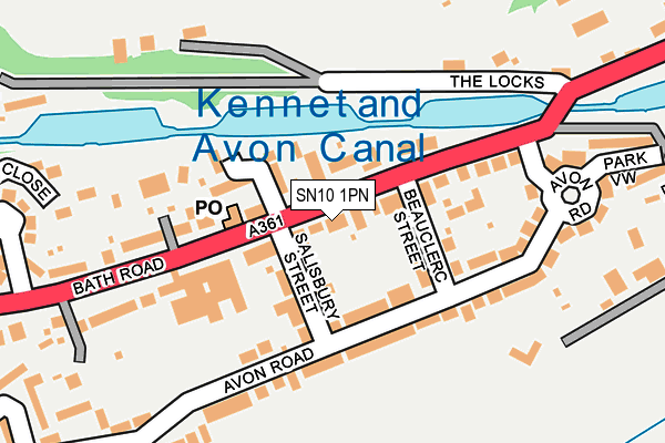 SN10 1PN map - OS OpenMap – Local (Ordnance Survey) SN10 1PN map - OS OpenMap – Local (Ordnance Survey)
