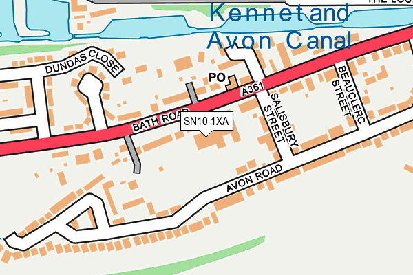 SN10 1XA map - OS OpenMap – Local (Ordnance Survey) SN10 1XA map - OS OpenMap – Local (Ordnance Survey)