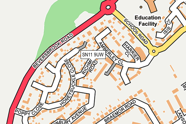 SN11 9UW map - OS OpenMap – Local (Ordnance Survey) SN11 9UW map - OS OpenMap – Local (Ordnance Survey)