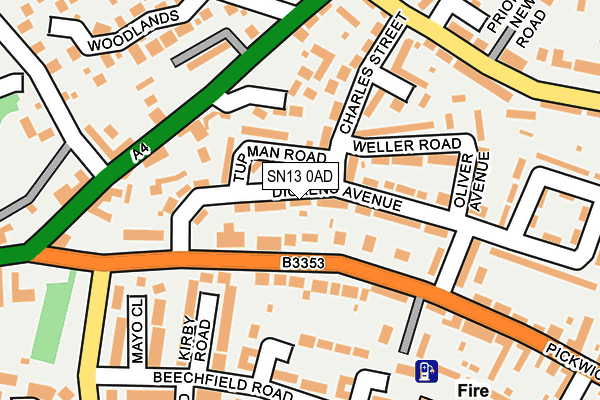 SN13 0AD map - OS OpenMap – Local (Ordnance Survey) SN13 0AD map - OS OpenMap – Local (Ordnance Survey)