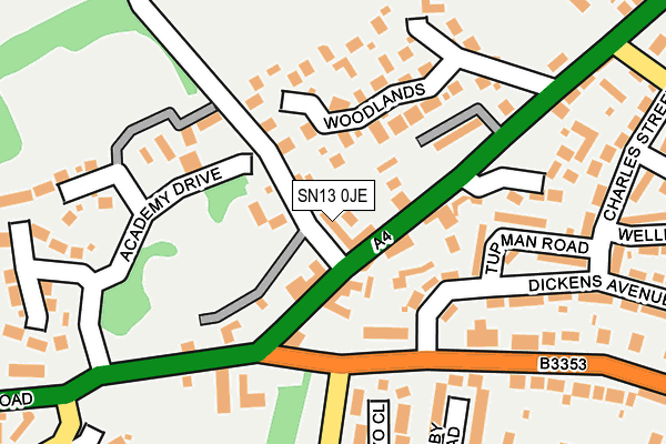 SN13 0JE map - OS OpenMap – Local (Ordnance Survey) SN13 0JE map - OS OpenMap – Local (Ordnance Survey)