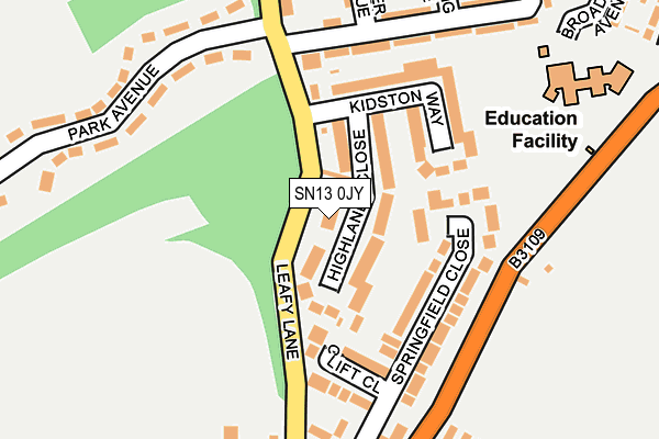 SN13 0JY map - OS OpenMap – Local (Ordnance Survey) SN13 0JY map - OS OpenMap – Local (Ordnance Survey)
