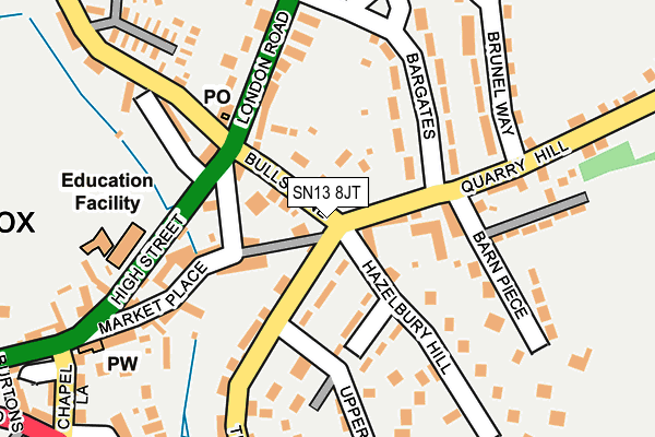SN13 8JT map - OS OpenMap – Local (Ordnance Survey) SN13 8JT map - OS OpenMap – Local (Ordnance Survey)