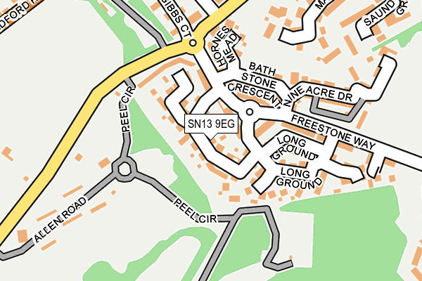 SN13 9EG map - OS OpenMap – Local (Ordnance Survey) SN13 9EG map - OS OpenMap – Local (Ordnance Survey)