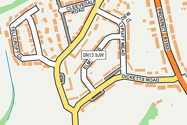 SN13 9JW map - OS OpenMap – Local (Ordnance Survey) SN13 9JW map - OS OpenMap – Local (Ordnance Survey)