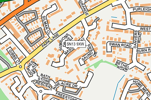 SN13 9XW map - OS OpenMap – Local (Ordnance Survey) SN13 9XW map - OS OpenMap – Local (Ordnance Survey)