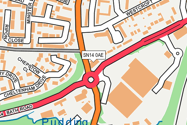 SN14 0AE map - OS OpenMap – Local (Ordnance Survey) SN14 0AE map - OS OpenMap – Local (Ordnance Survey)