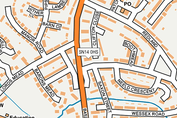 SN14 0HS map - OS OpenMap – Local (Ordnance Survey) SN14 0HS map - OS OpenMap – Local (Ordnance Survey)