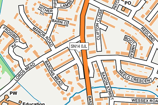 SN14 0JL map - OS OpenMap – Local (Ordnance Survey) SN14 0JL map - OS OpenMap – Local (Ordnance Survey)
