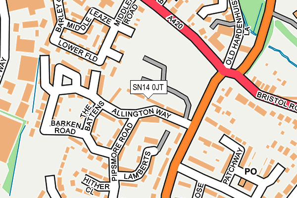 SN14 0JT map - OS OpenMap – Local (Ordnance Survey) SN14 0JT map - OS OpenMap – Local (Ordnance Survey)