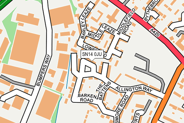 SN14 0JU map - OS OpenMap – Local (Ordnance Survey) SN14 0JU map - OS OpenMap – Local (Ordnance Survey)