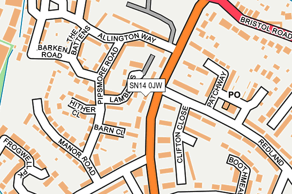 SN14 0JW map - OS OpenMap – Local (Ordnance Survey) SN14 0JW map - OS OpenMap – Local (Ordnance Survey)