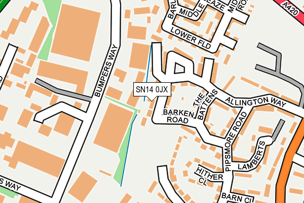 SN14 0JX map - OS OpenMap – Local (Ordnance Survey) SN14 0JX map - OS OpenMap – Local (Ordnance Survey)
