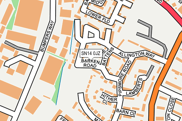 SN14 0JZ map - OS OpenMap – Local (Ordnance Survey) SN14 0JZ map - OS OpenMap – Local (Ordnance Survey)
