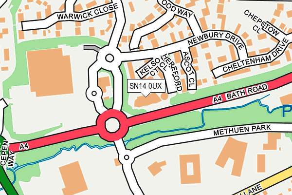SN14 0UX map - OS OpenMap – Local (Ordnance Survey) SN14 0UX map - OS OpenMap – Local (Ordnance Survey)