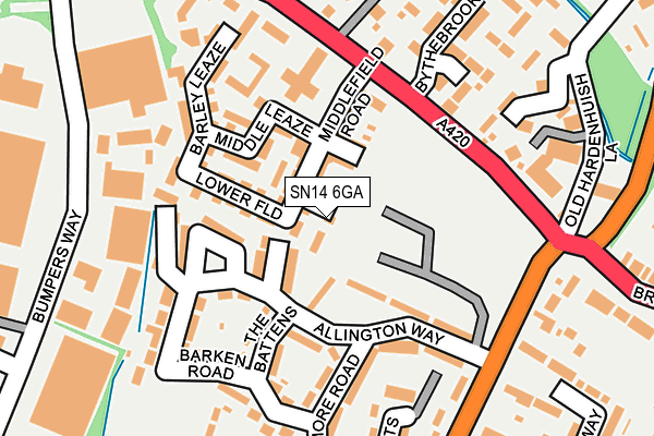 SN14 6GA map - OS OpenMap – Local (Ordnance Survey) SN14 6GA map - OS OpenMap – Local (Ordnance Survey)
