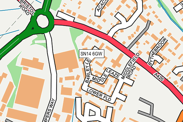 SN14 6GW map - OS OpenMap – Local (Ordnance Survey) SN14 6GW map - OS OpenMap – Local (Ordnance Survey)