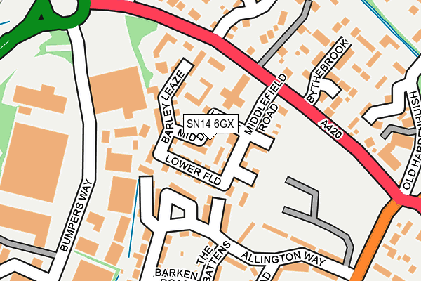 SN14 6GX map - OS OpenMap – Local (Ordnance Survey) SN14 6GX map - OS OpenMap – Local (Ordnance Survey)
