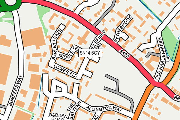 SN14 6GY map - OS OpenMap – Local (Ordnance Survey) SN14 6GY map - OS OpenMap – Local (Ordnance Survey)