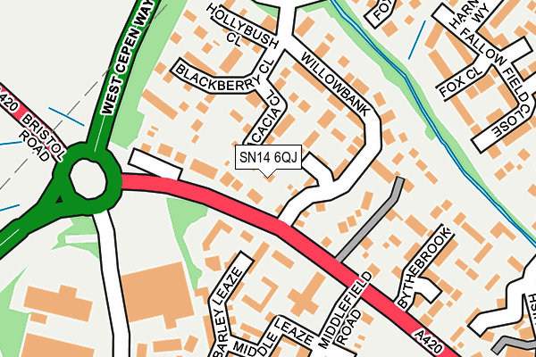 SN14 6QJ map - OS OpenMap – Local (Ordnance Survey) SN14 6QJ map - OS OpenMap – Local (Ordnance Survey)