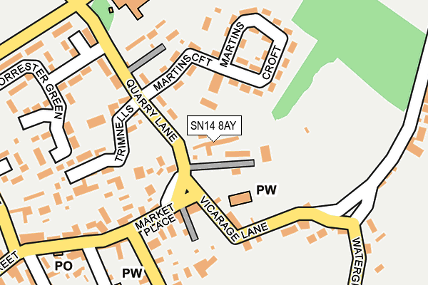 SN14 8AY map - OS OpenMap – Local (Ordnance Survey) SN14 8AY map - OS OpenMap – Local (Ordnance Survey)