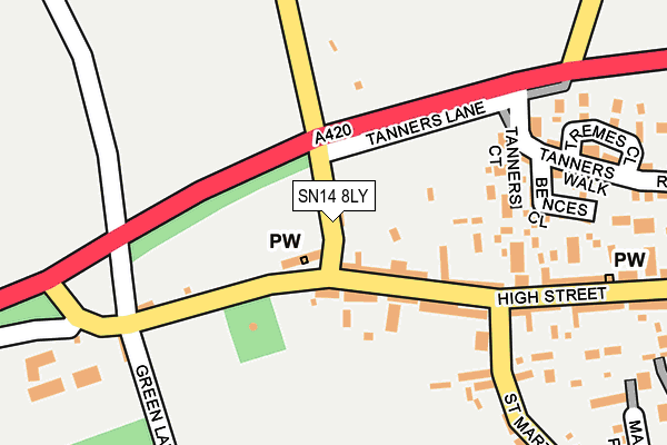 SN14 8LY map - OS OpenMap – Local (Ordnance Survey) SN14 8LY map - OS OpenMap – Local (Ordnance Survey)