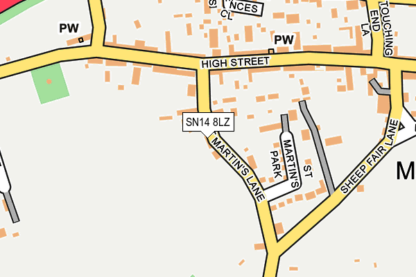 SN14 8LZ map - OS OpenMap – Local (Ordnance Survey)