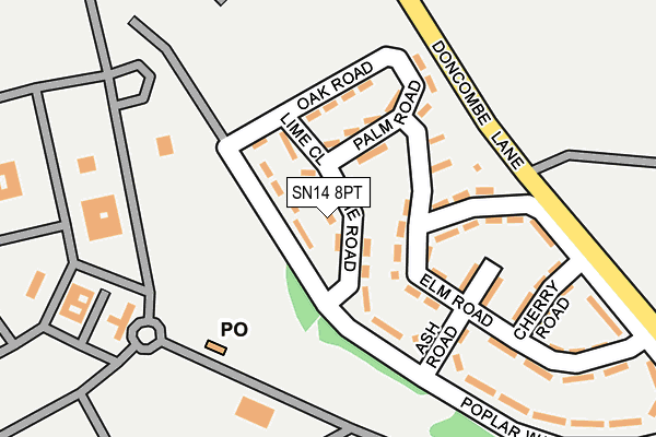 SN14 8PT map - OS OpenMap – Local (Ordnance Survey) SN14 8PT map - OS OpenMap – Local (Ordnance Survey)