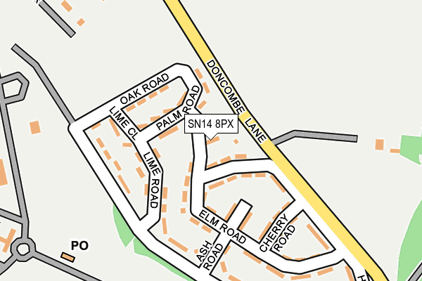SN14 8PX map - OS OpenMap – Local (Ordnance Survey) SN14 8PX map - OS OpenMap – Local (Ordnance Survey)
