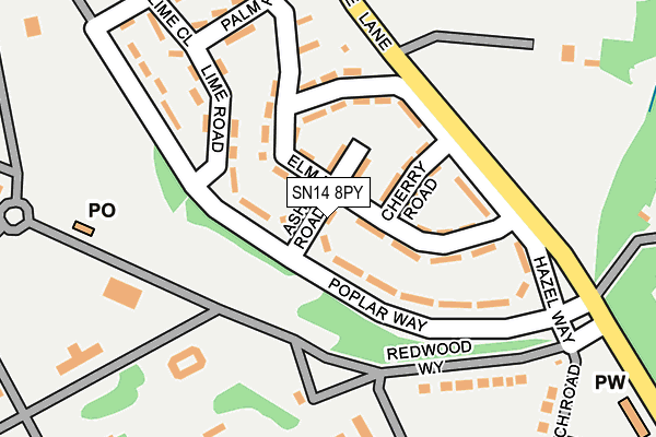 SN14 8PY map - OS OpenMap – Local (Ordnance Survey) SN14 8PY map - OS OpenMap – Local (Ordnance Survey)
